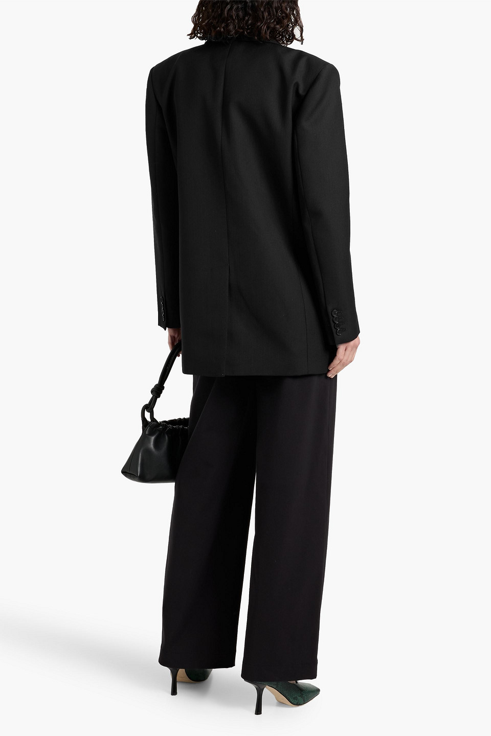 Anine Bing Declan Grain De Poudre Blazer In Black