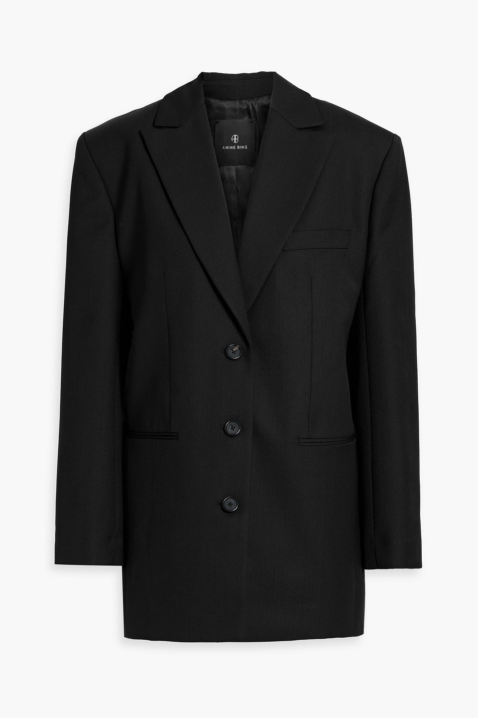 Anine Bing Declan Grain De Poudre Blazer In Black