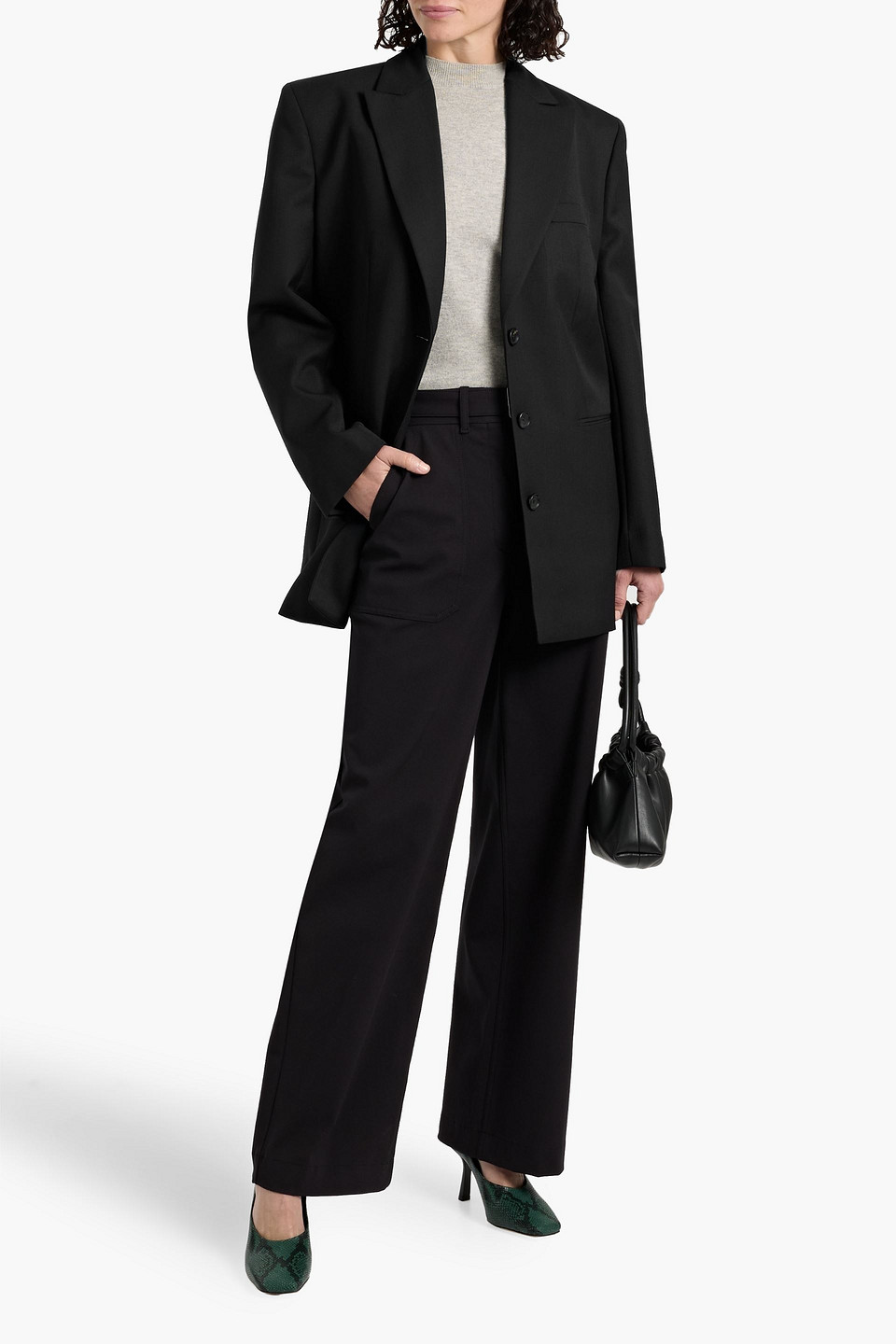 Anine Bing Declan Grain De Poudre Blazer In Black