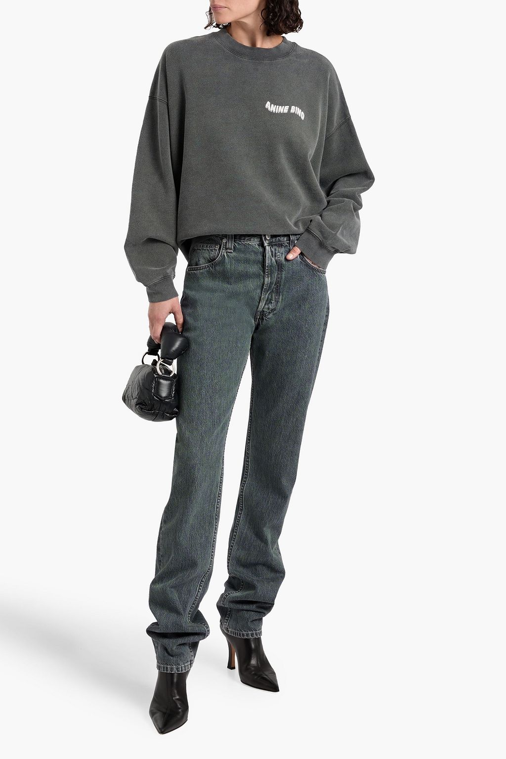 ANINE BING Jaci printed French cotton-terry sweatshirt