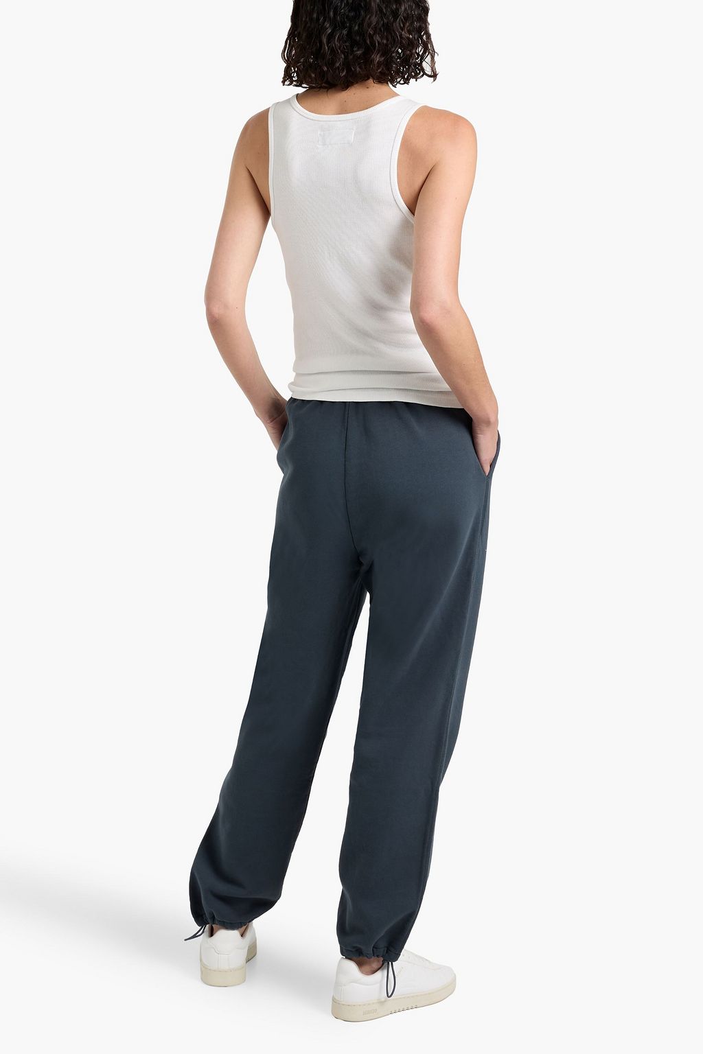ANINE BING Leone embroidered cotton-fleece track pants