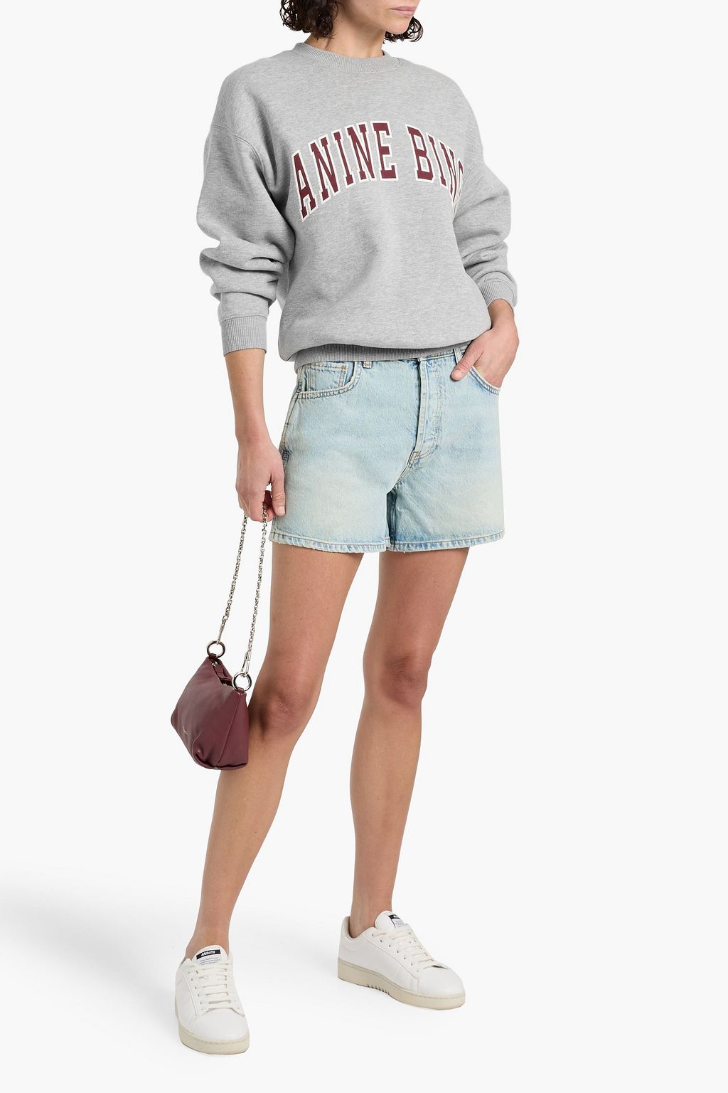 ANINE BING Spencer printed cotton-blend fleece sweatshirt
