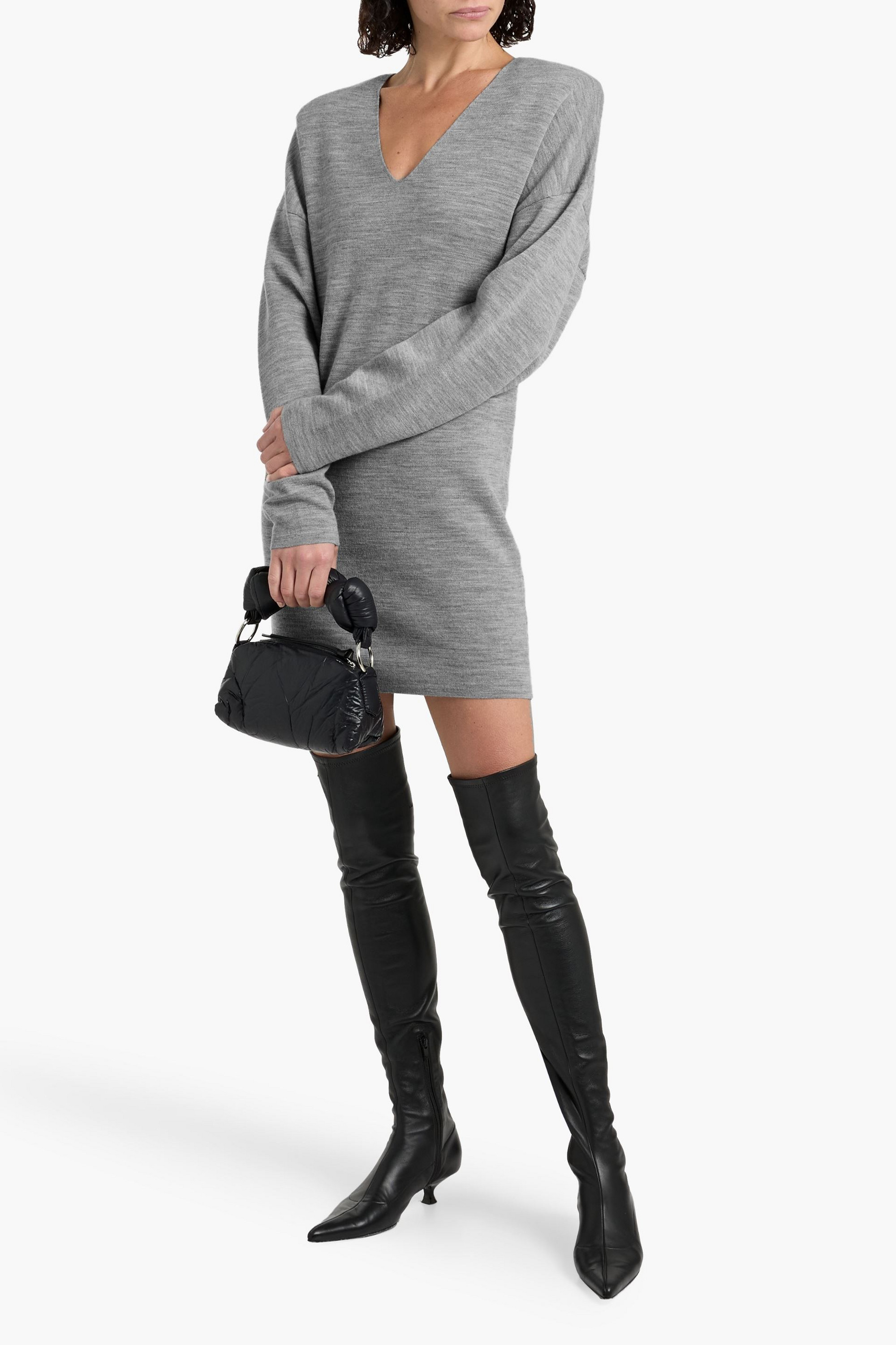 artea mini dress black Rita Low V Mini Dress with Sleeves in Black, L
