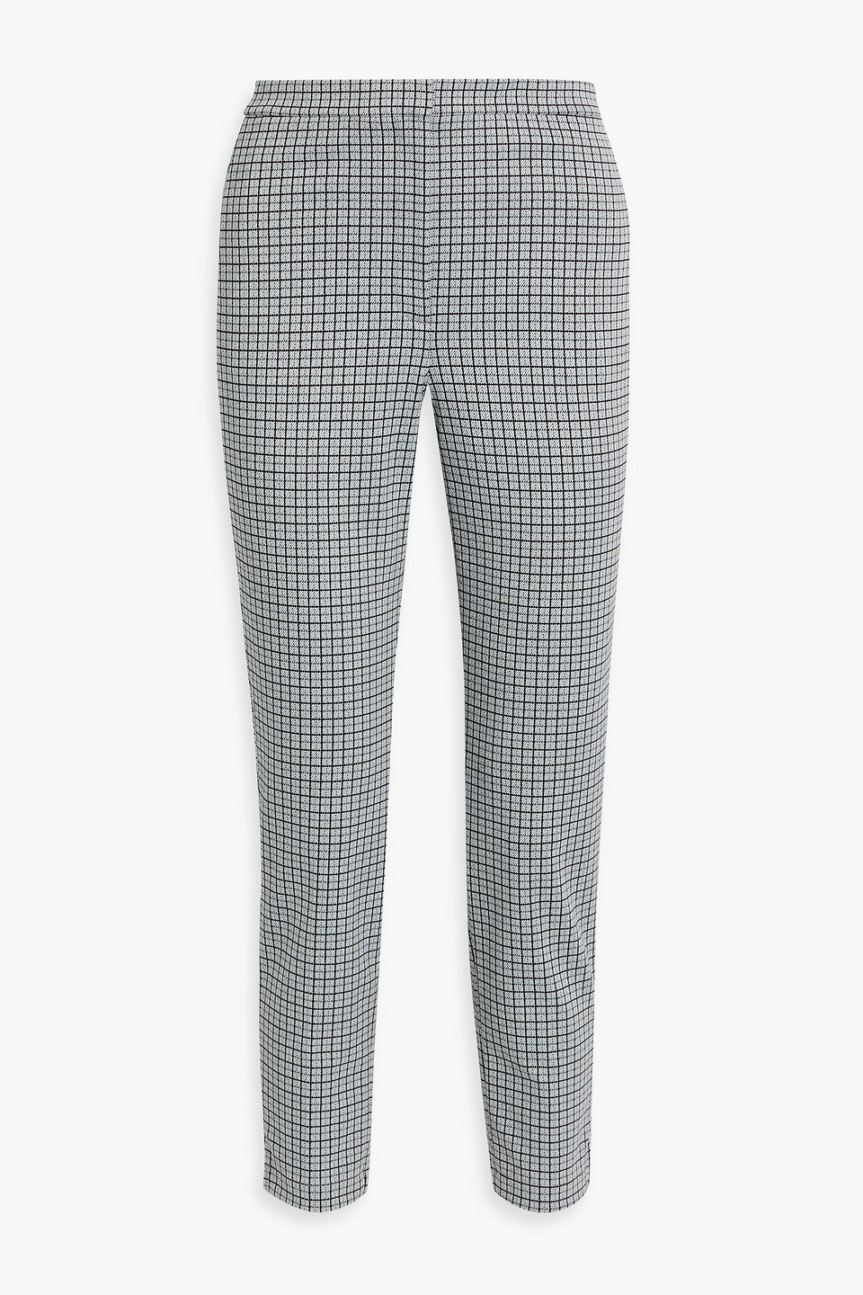 Theory Checked Jacquard Tapered Pants In Gray
