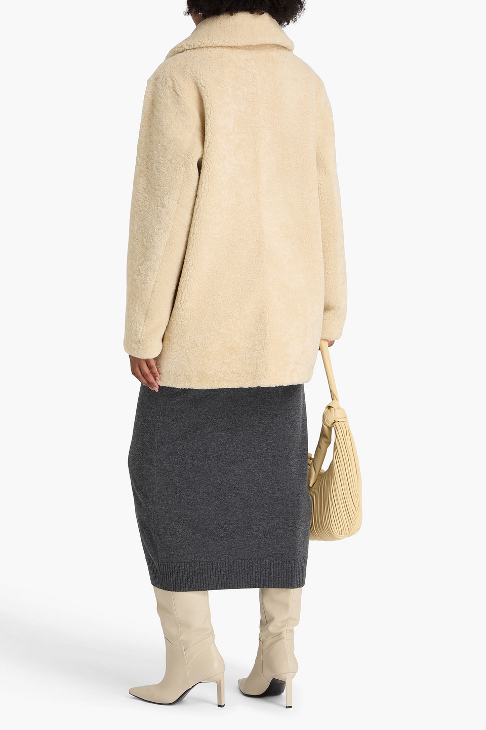 Yves Salomon Mantel Aus Shearling In Neutral