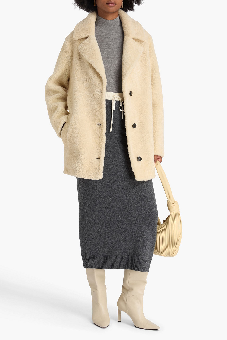 Yves Salomon Mantel Aus Shearling In Neutral