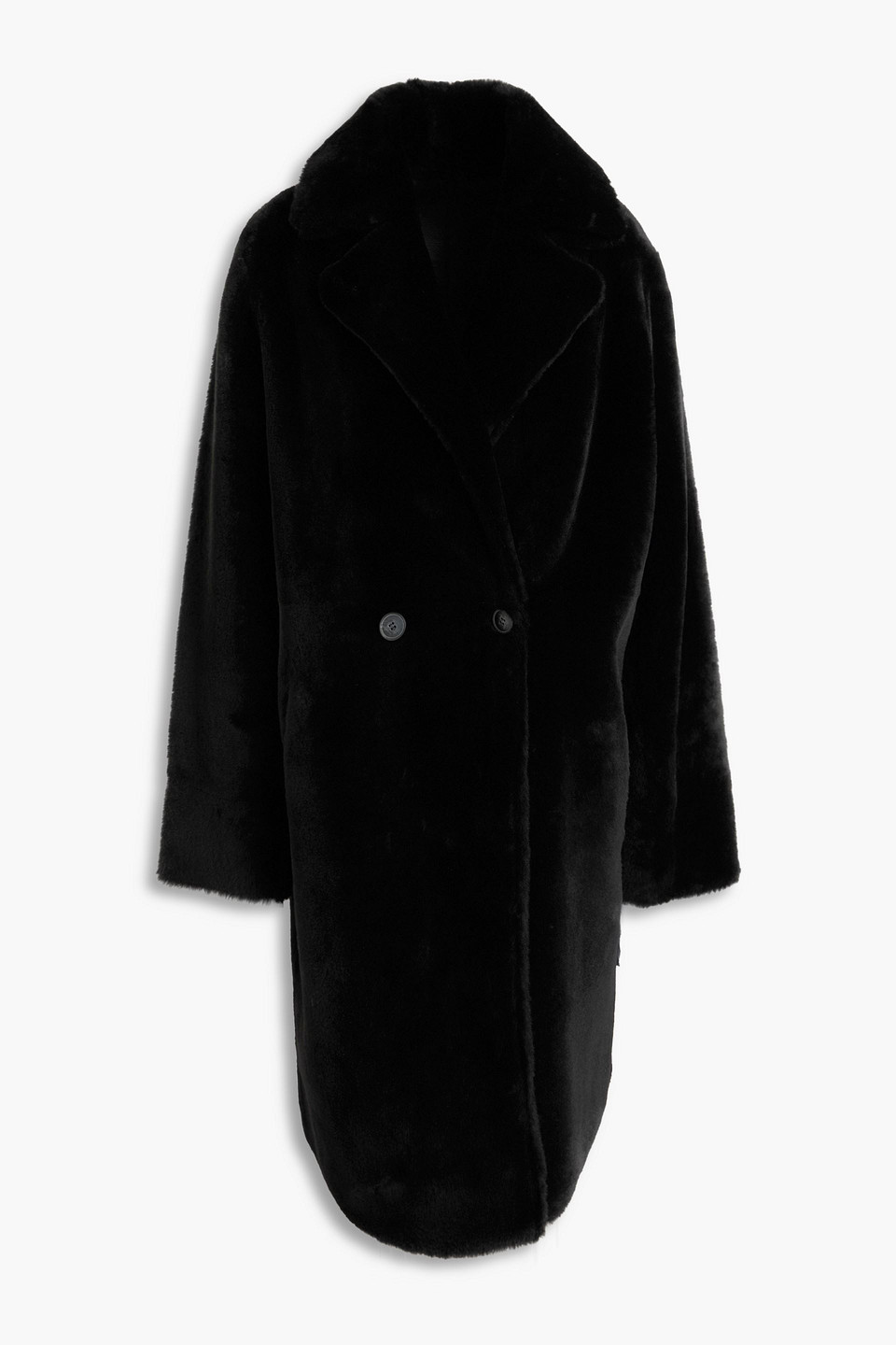 Yves Salomon Doppelreihiger Mantel Aus Shearling In Black