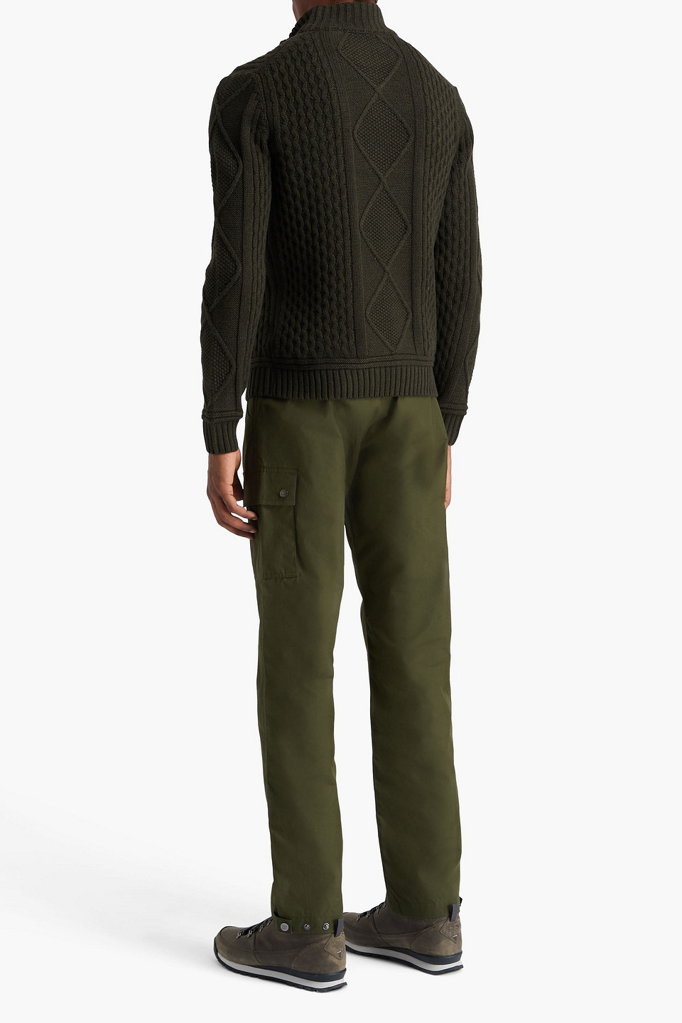  We Norwegians - Pullover „geilo“ Aus Einer Merinowoll-kaschmirmischung Mit Zopfstrickmuster Und Halblangem Reißverschluss - Grün - S 