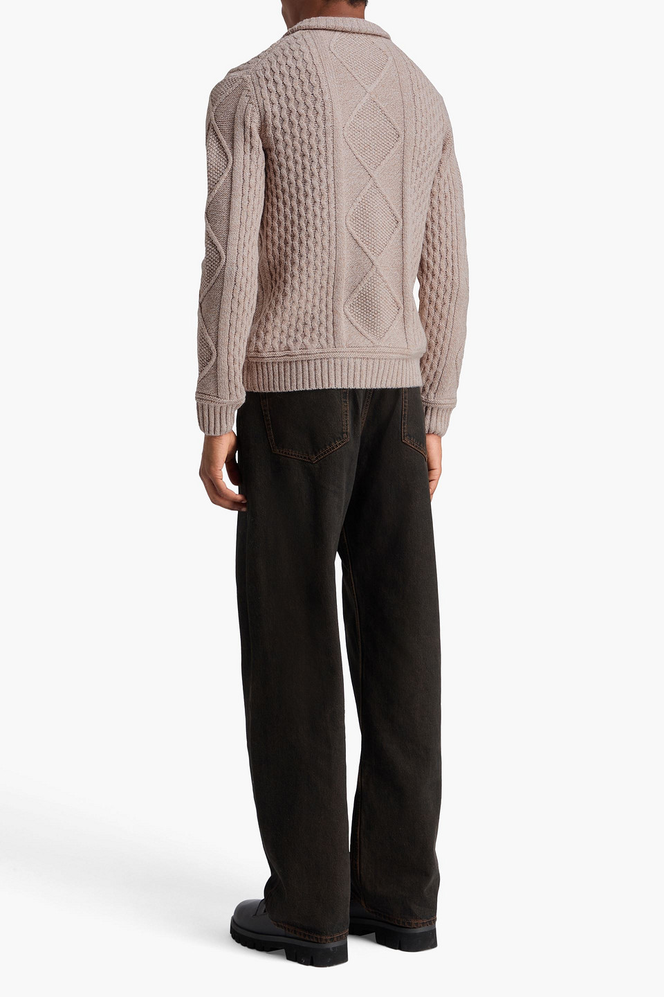  We Norwegians - Pullover „geilo“ Aus Einer Merinowoll-kaschmirmischung Mit Zopfstrickmuster Und Halblangem Reißverschluss - Neutral - S 