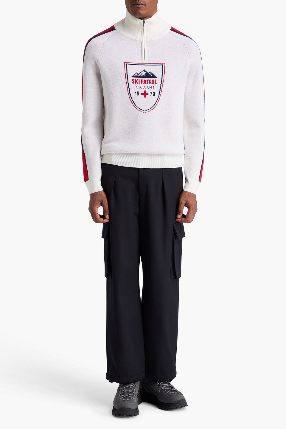 We Norwegians Jacquard-knit Merino Wool-blend Half-zip Sweater In White