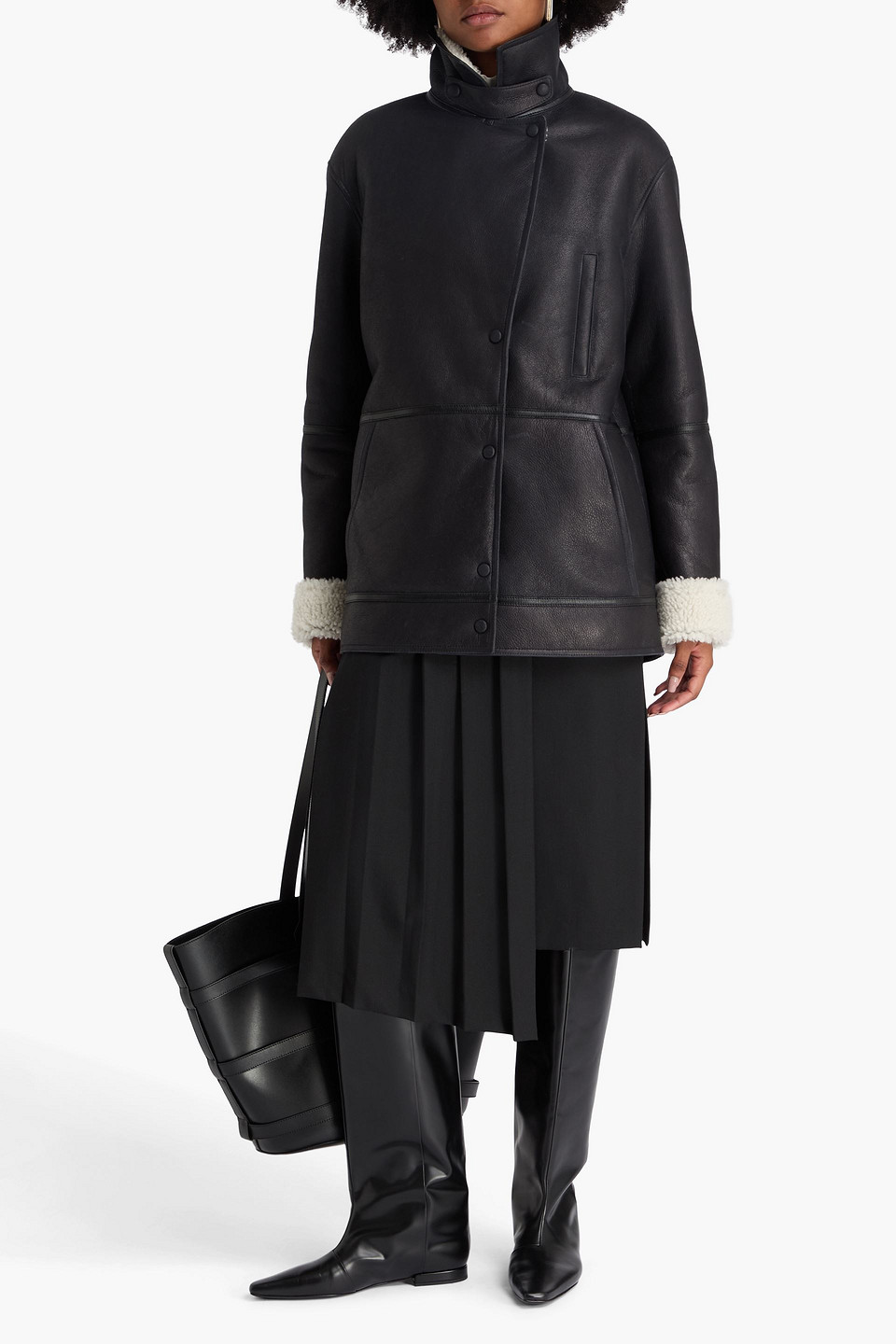 Yves Salomon Jacke Aus Shearling In Black