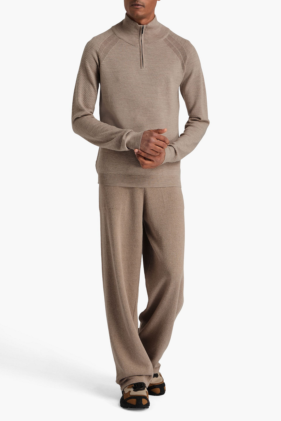 We Norwegians Geilo Merino Wool Half-zip Sweater In Neutral