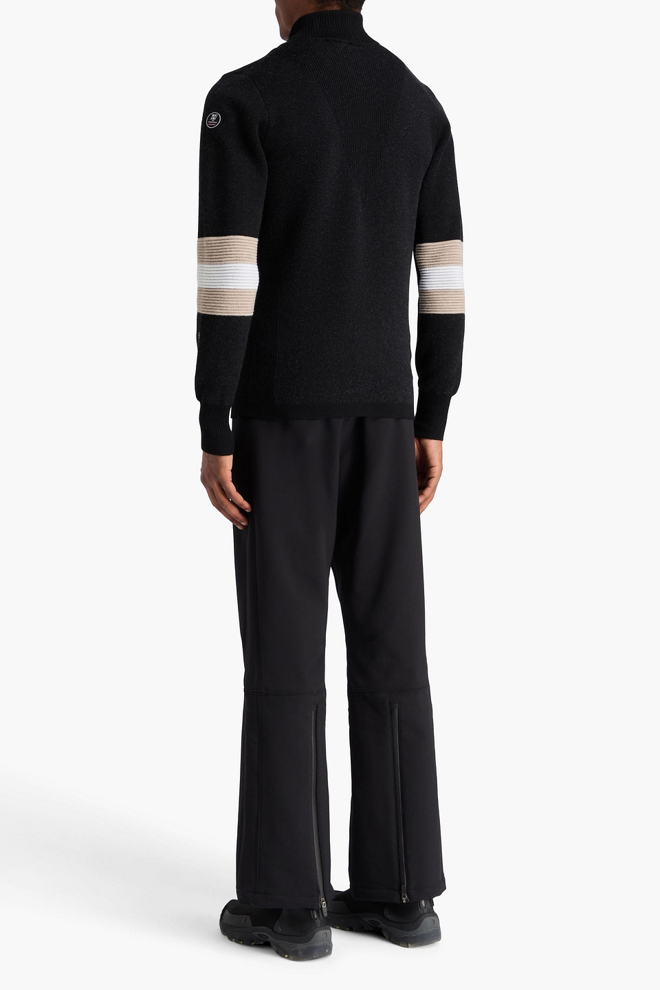 We Norwegians Hafjell Striped Merino Wool Half-zip Sweater In Black