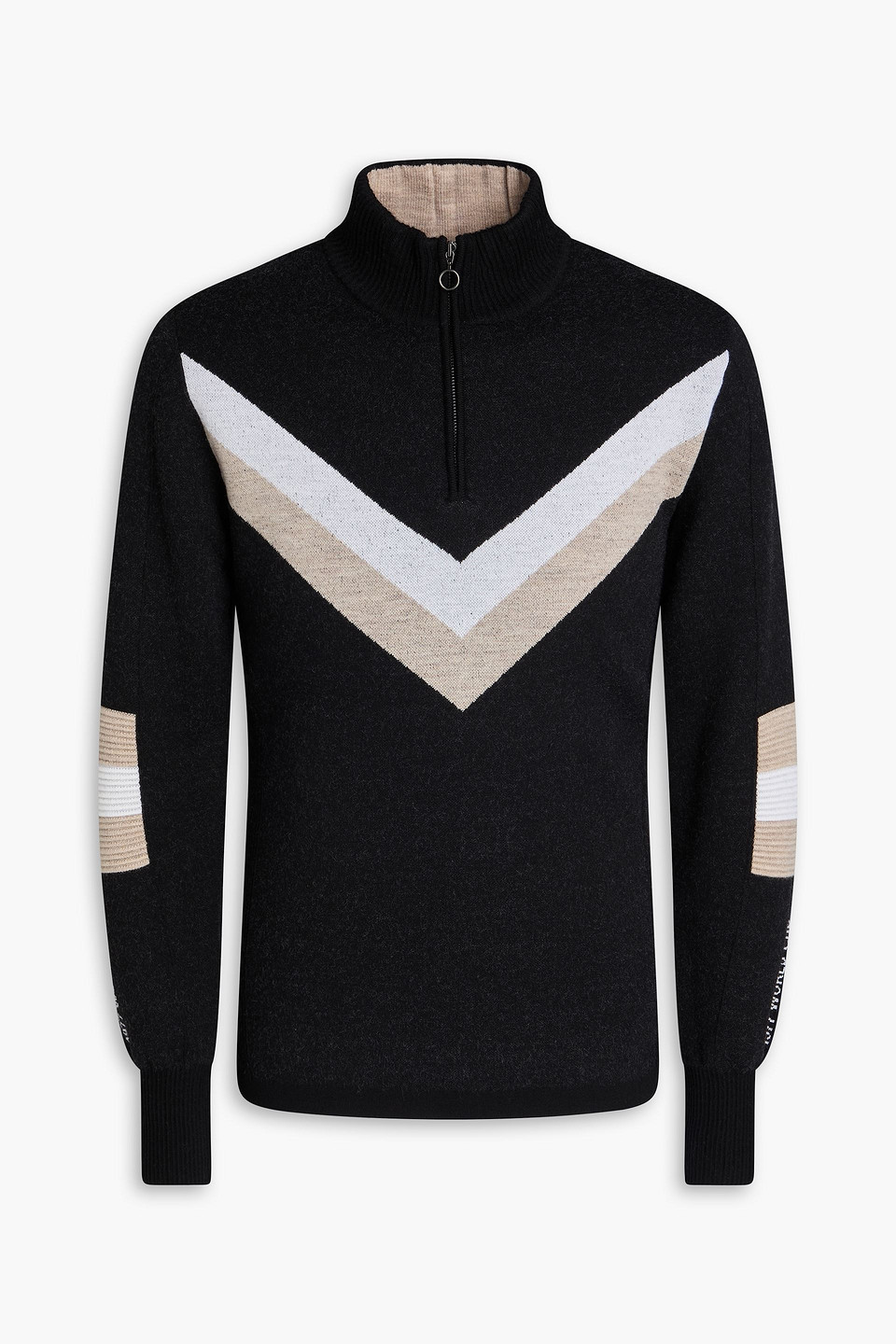 We Norwegians Hafjell Striped Merino Wool Half-zip Sweater In Black
