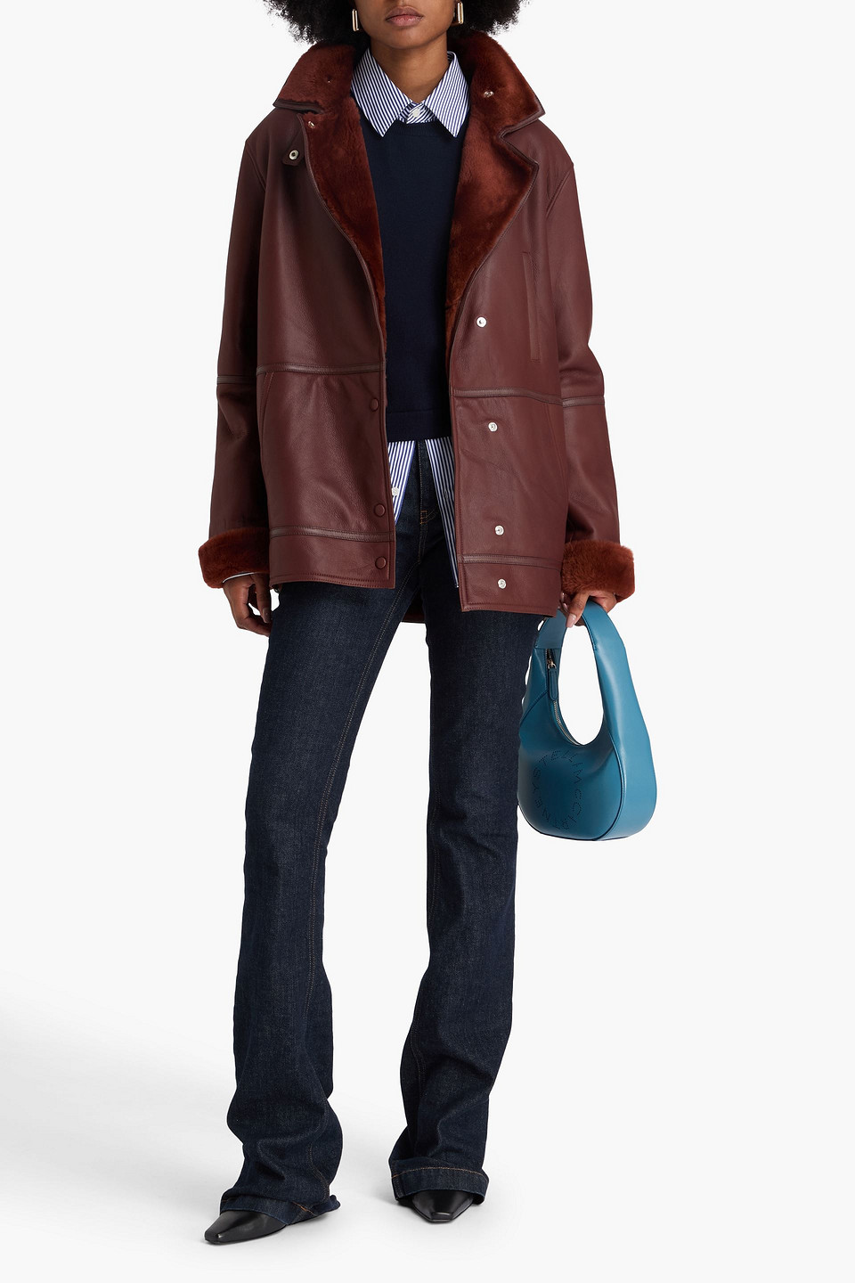 Yves Salomon Jacke Aus Shearling In Brown