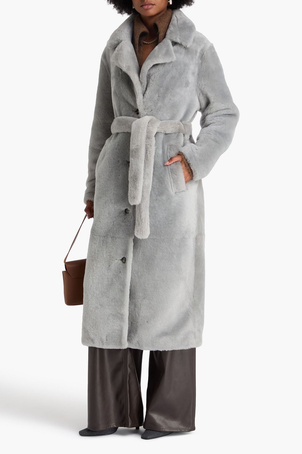 YVES SALOMON Belted shearling coat