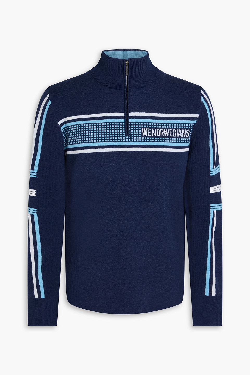 We Norwegians Stryn Jacquard-knit Merino Wool-blend Half-zip Sweater In Blue