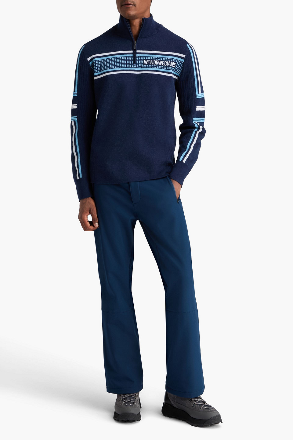 We Norwegians Stryn Jacquard-knit Merino Wool-blend Half-zip Sweater In Blue