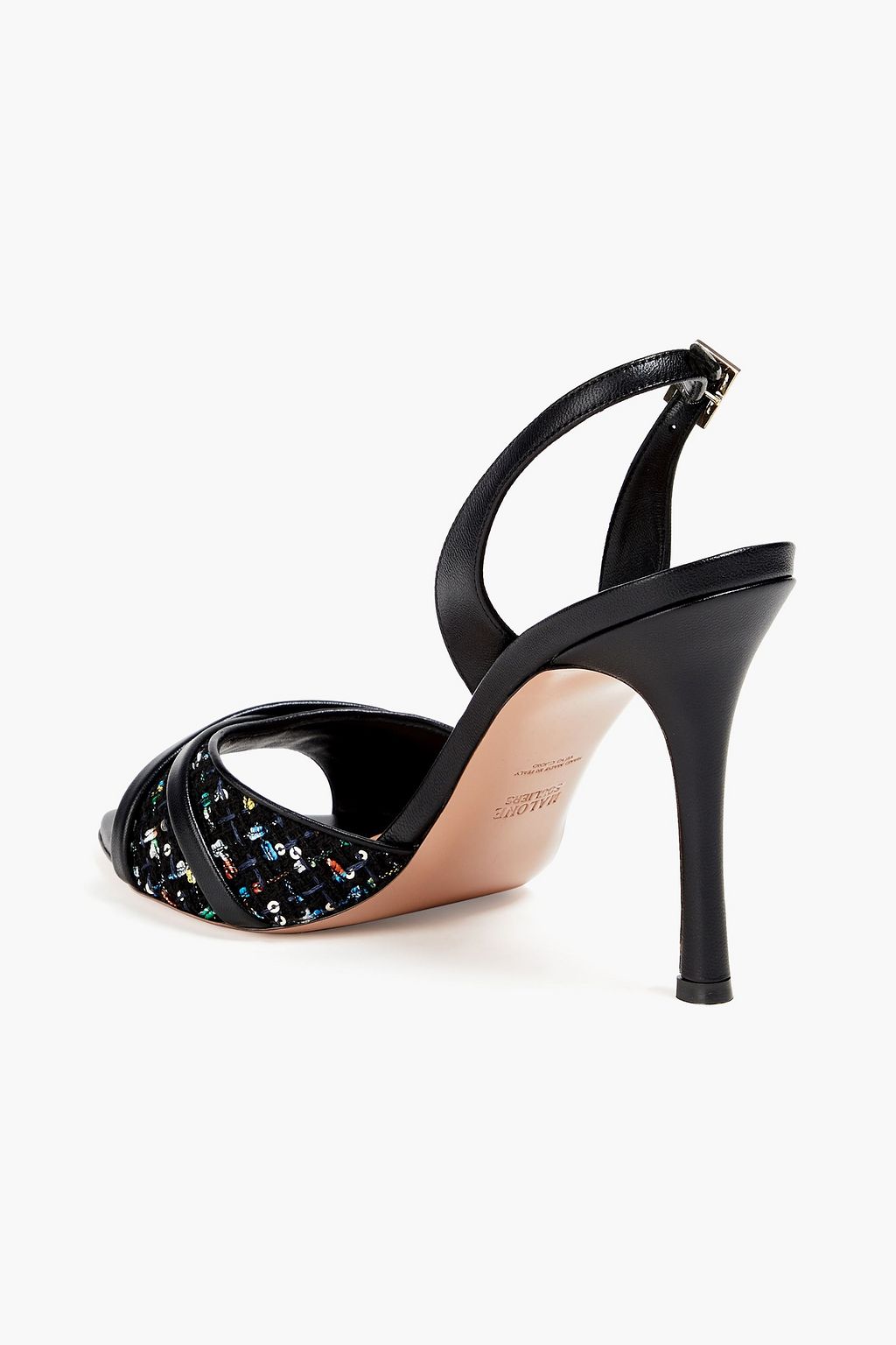 MALONE SOULIERS Jayce tweed and leather slingback sandals