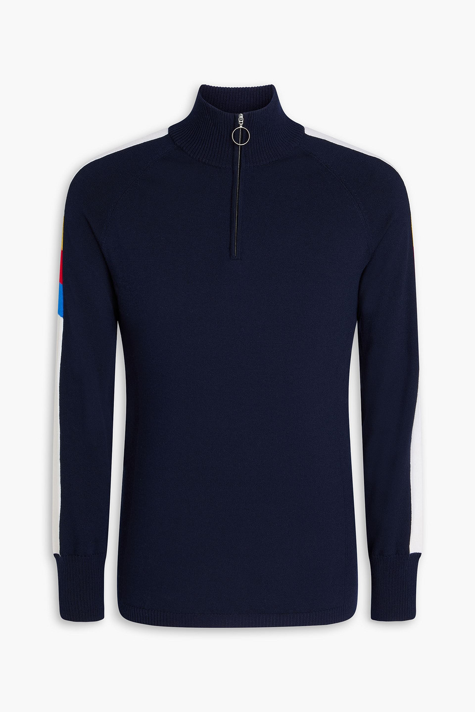 We Norwegians Varden Merino Wool-blend Half-zip Ski Sweater In Blue