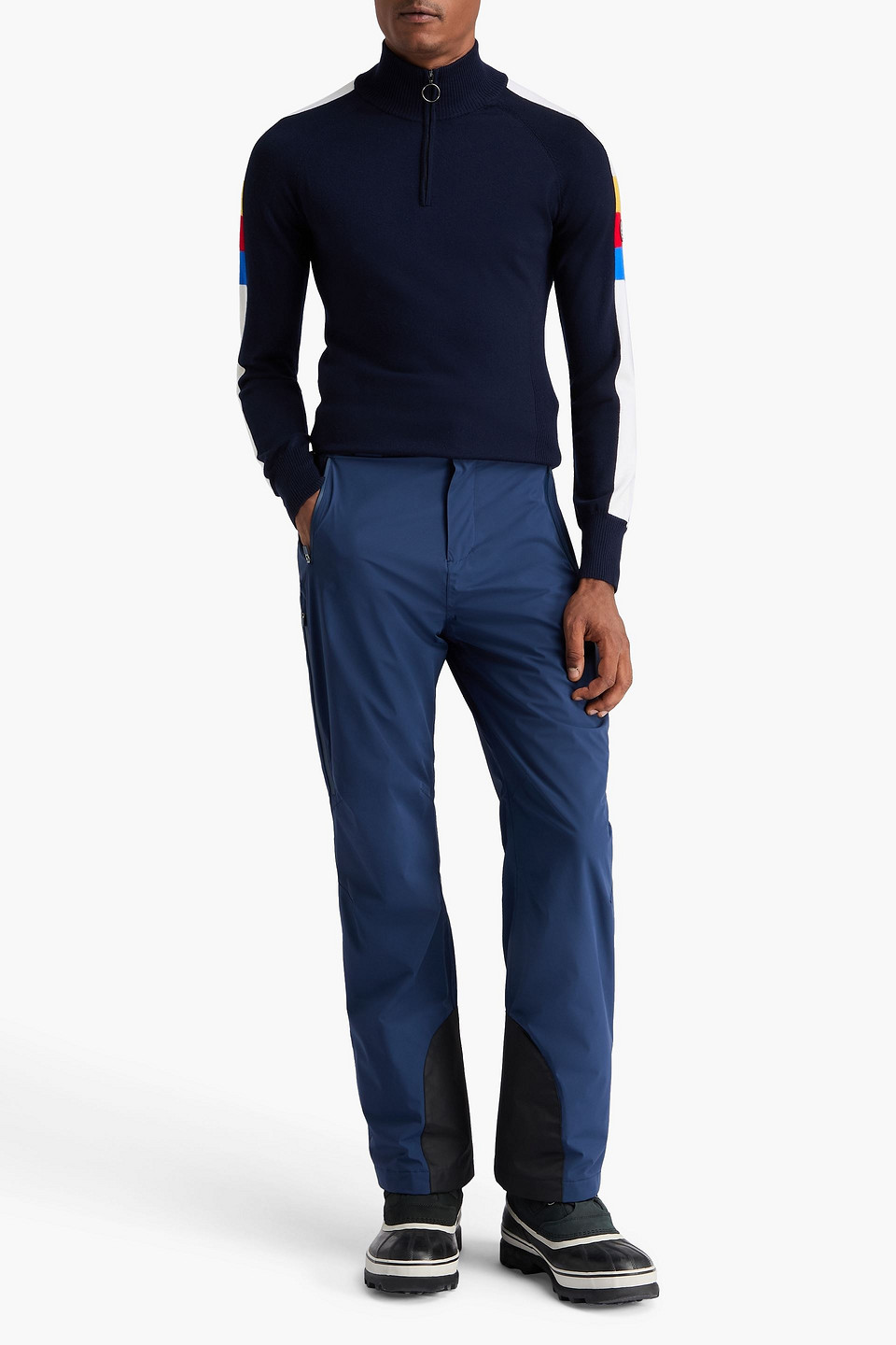 We Norwegians Varden Merino Wool-blend Half-zip Ski Sweater In Blue