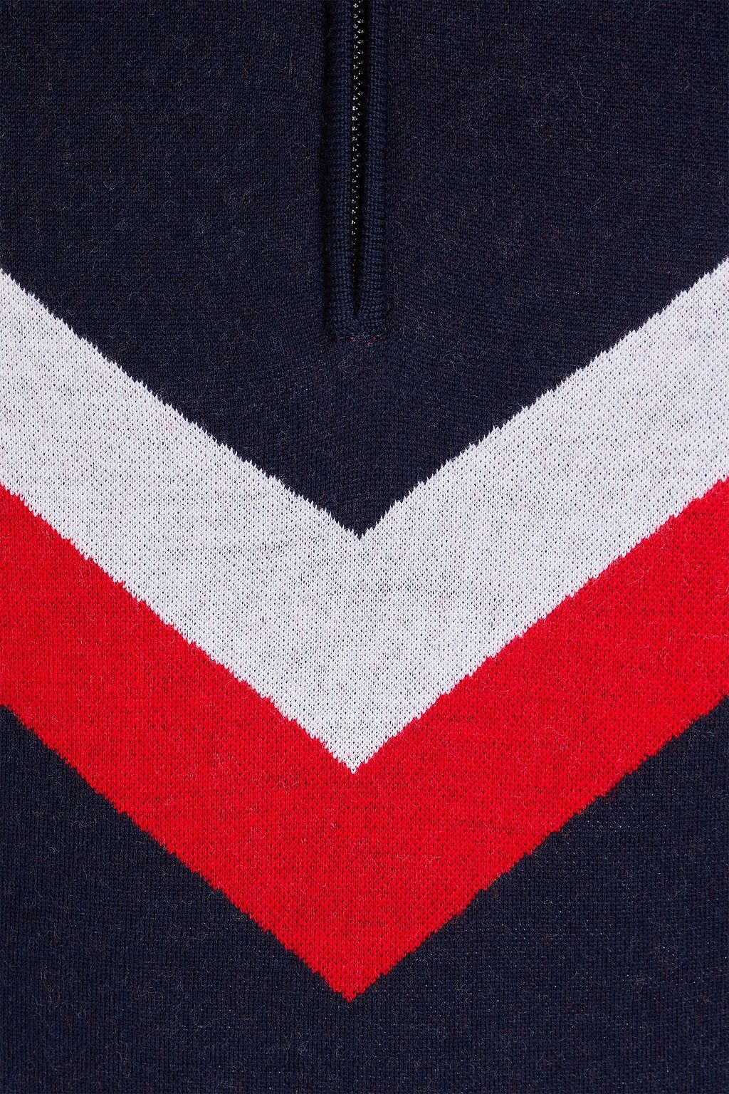 WE NORWEGIANS Hafjell striped merino wool half-zip sweater