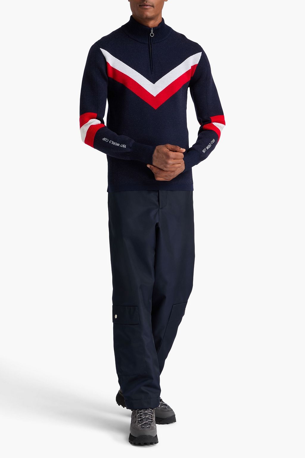 WE NORWEGIANS Hafjell striped merino wool half-zip sweater