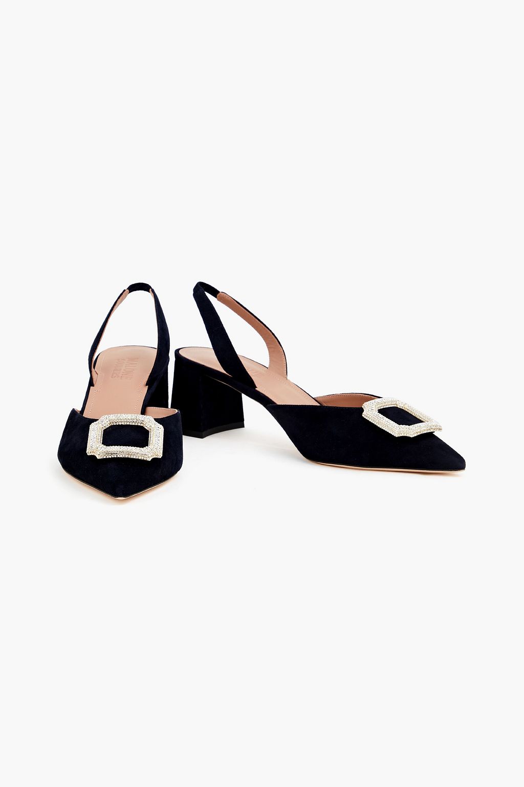 MALONE SOULIERS Marilu embellished suede slingback pumps