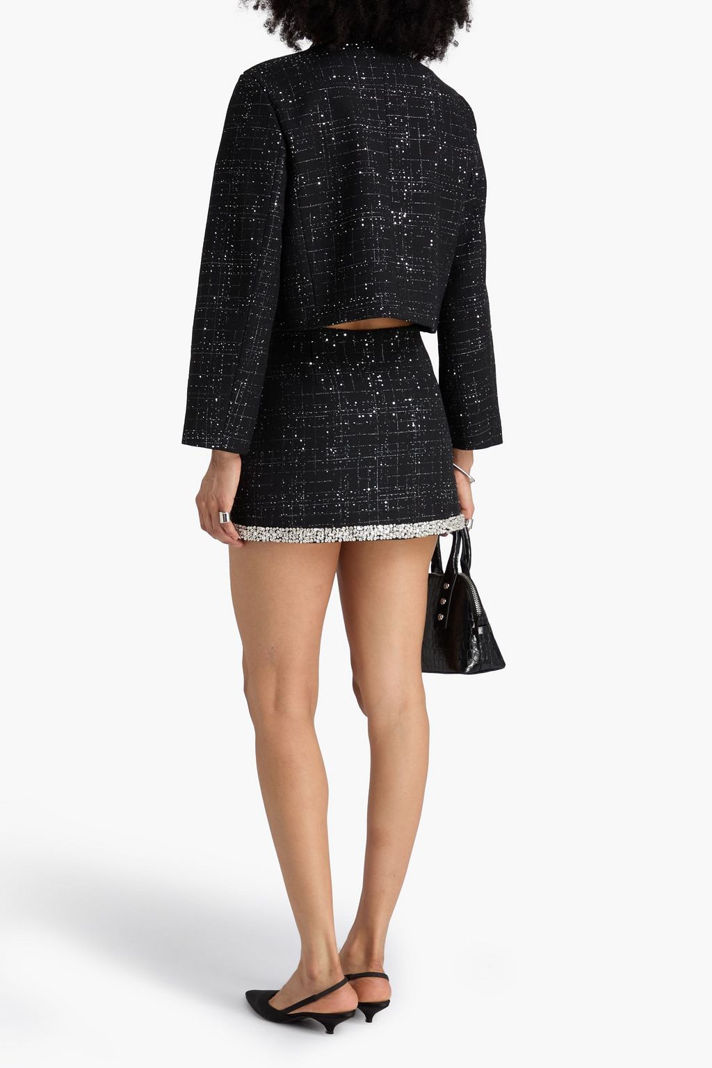 MAJE Embellished tweed mini skirt