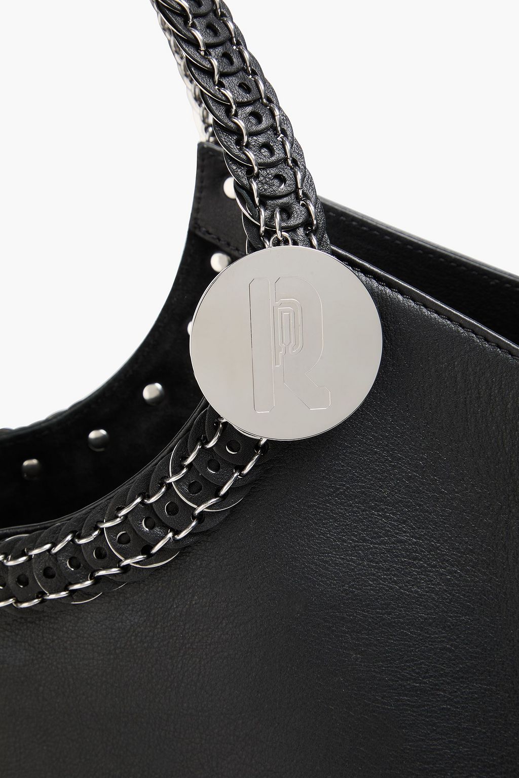 RABANNE Cabas Disc-Link chain-embellished leather tote