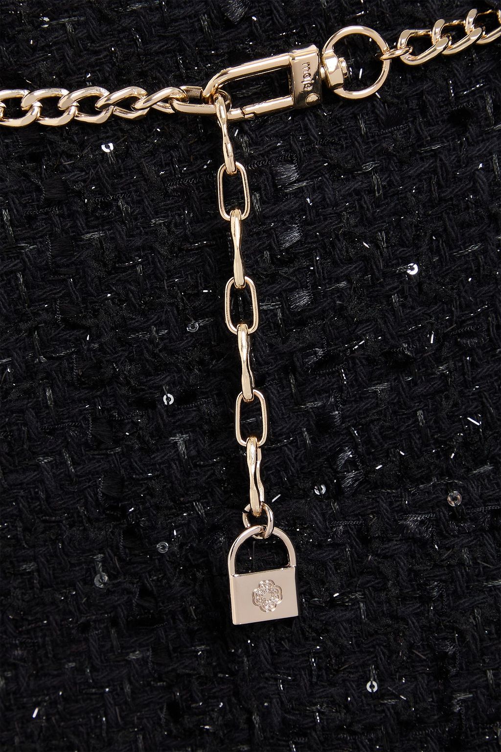 MAJE Sequined cotton-blend tweed wide-leg pants