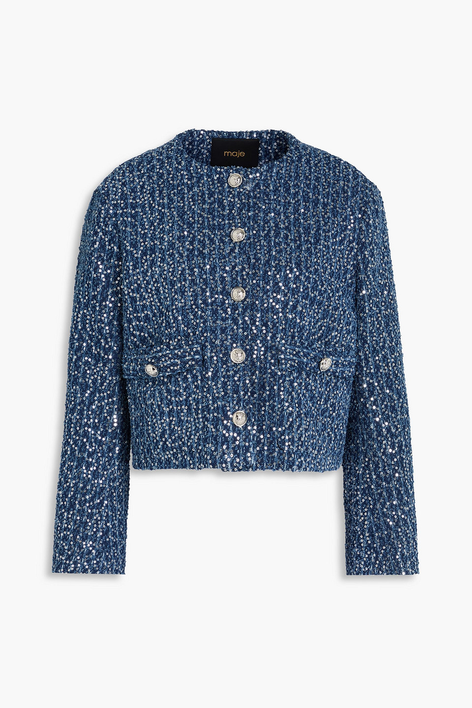 maje - sequined denim jacket - blue - fr 36