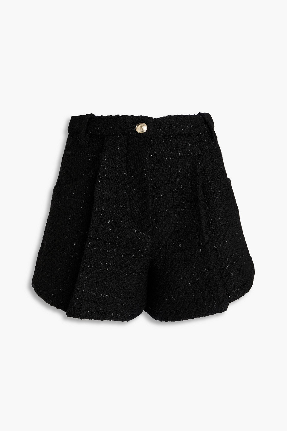 maje - metallic tweed shorts - black - fr 36