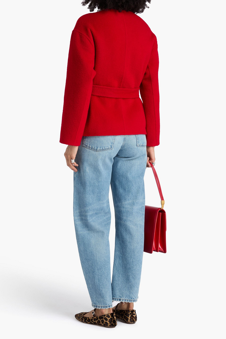 Maje Belted Wool-blend Felt Jacket In Red