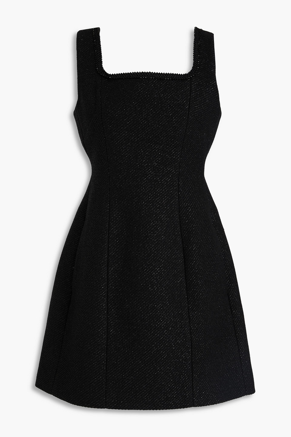 maje - crystal-embellished metallic tweed mini dress - black - fr 34