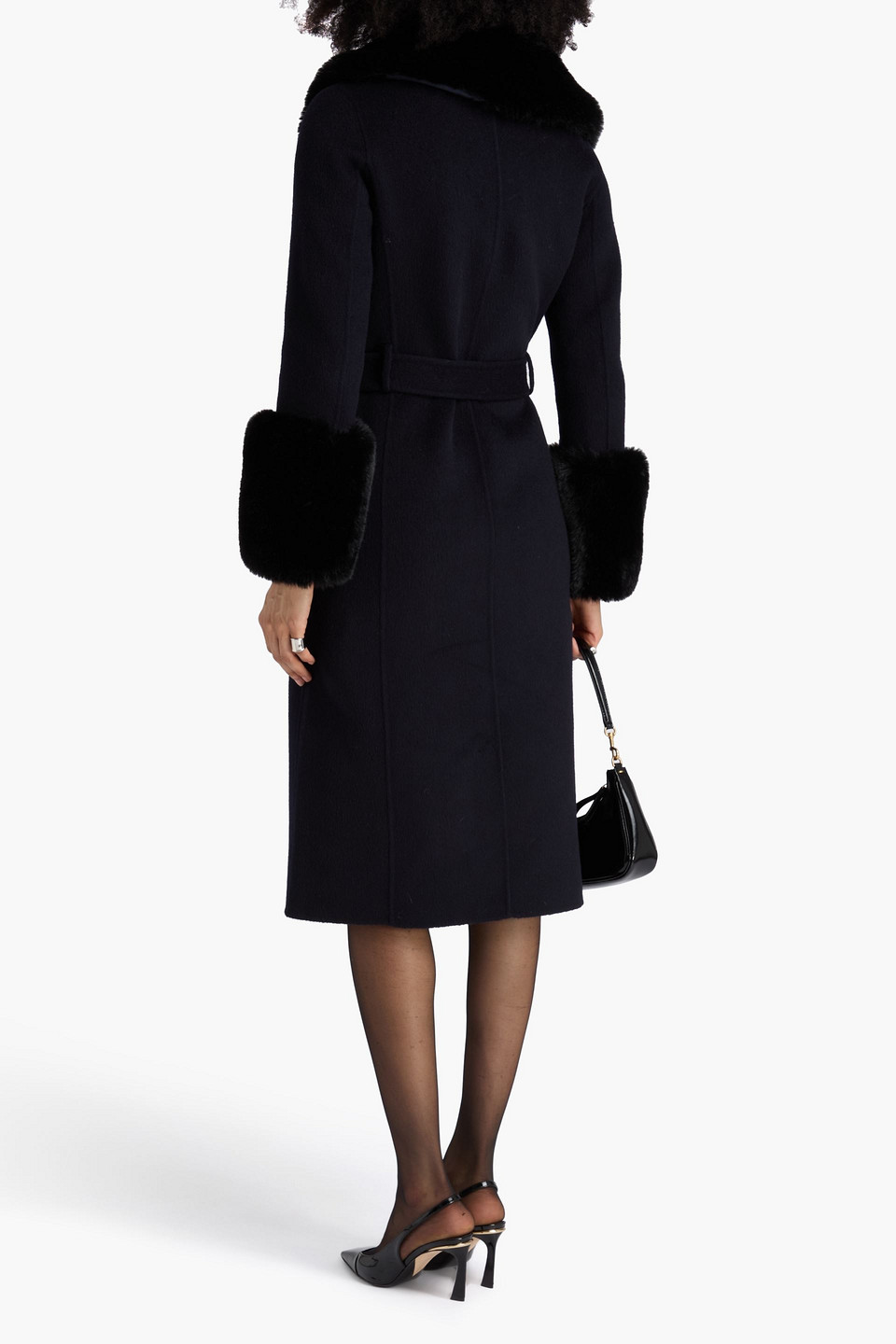 Maje Wool-blend Felt Coat In Blue