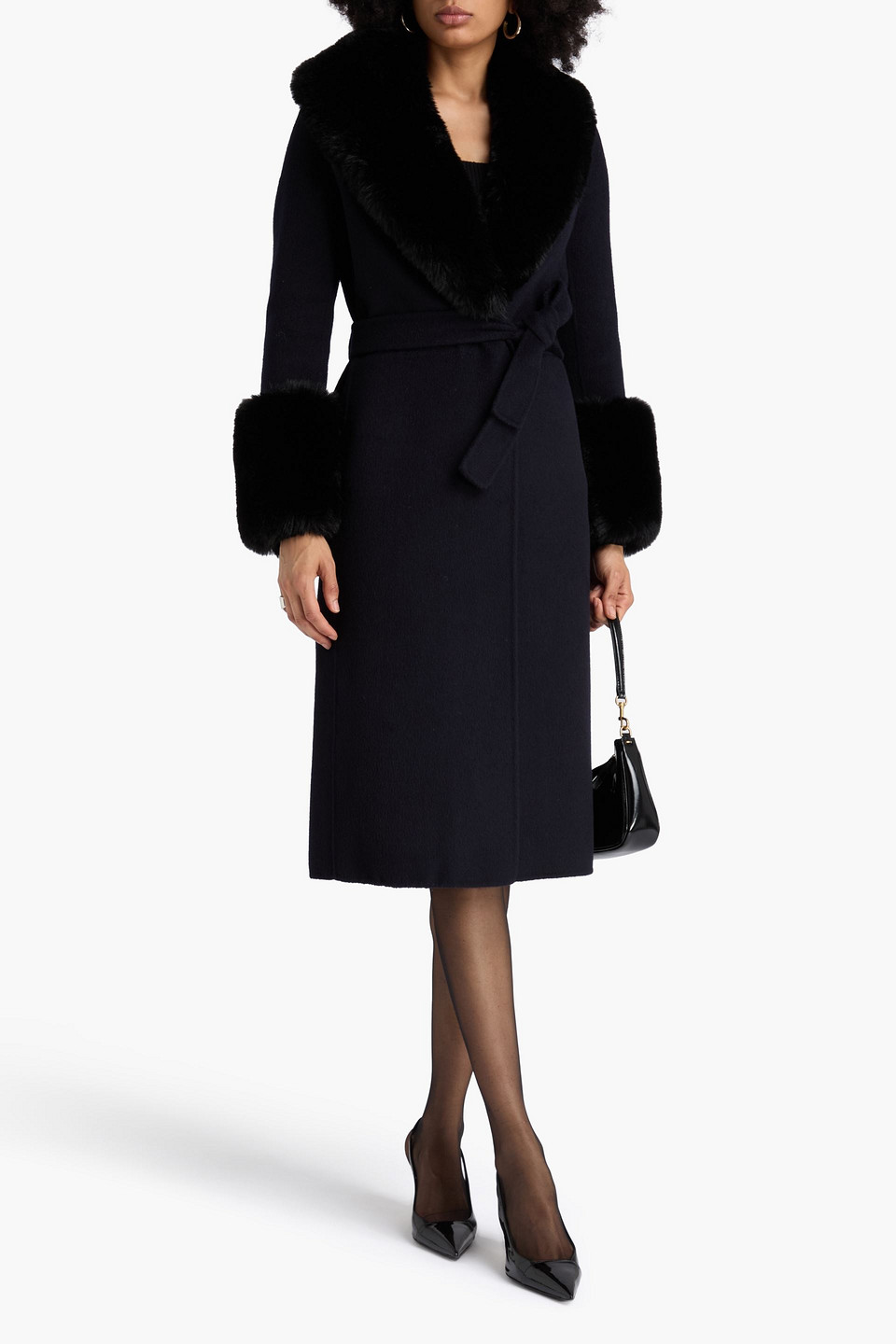 Maje Wool-blend Felt Coat In Blue