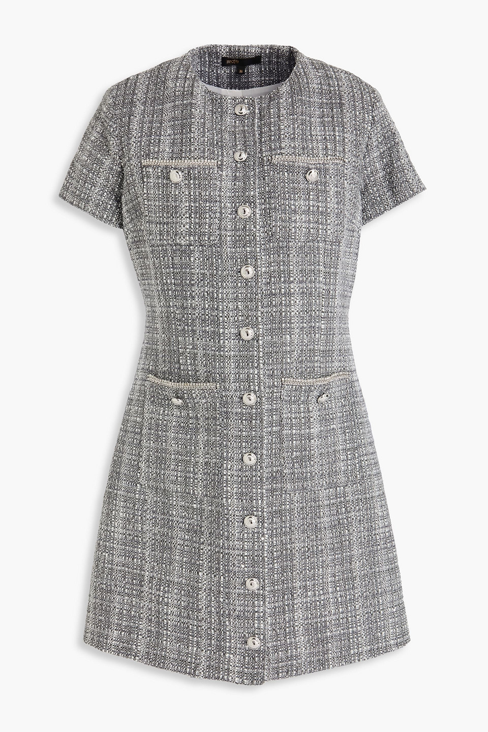 maje - embellished tweed dress - gray - fr 36