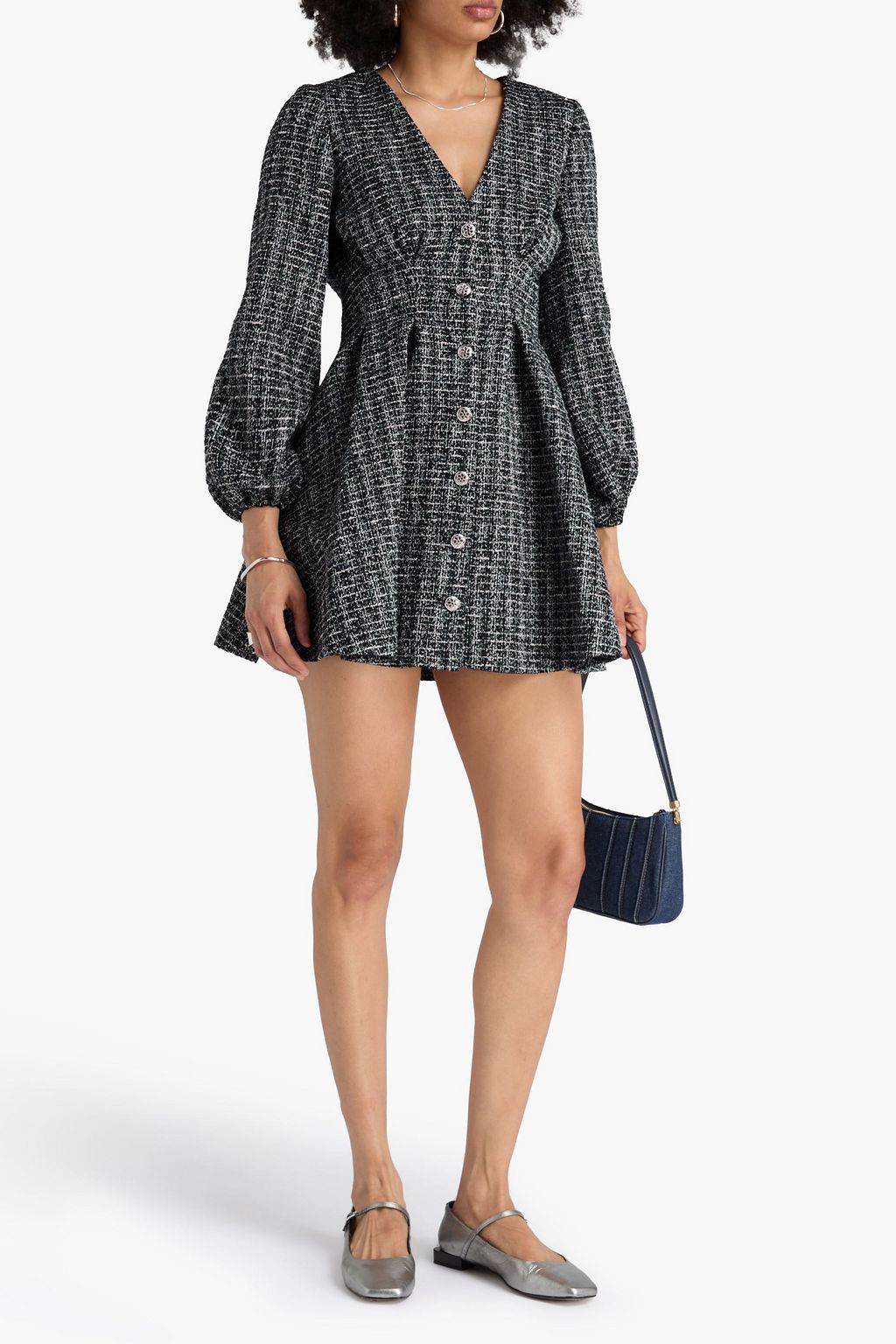 MAJE Embellished tweed mini dress