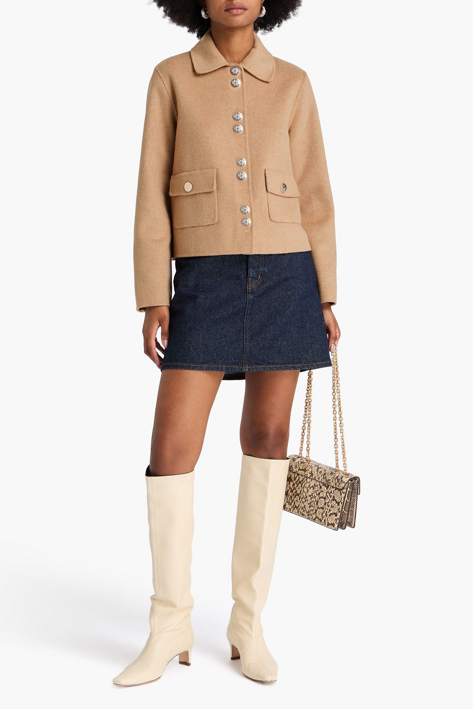  Maje - Wool-blend Felt Jacket - Neutral - Fr 40 