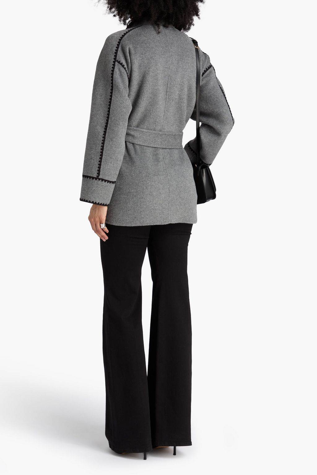 MAJE Belted wool-blend felt coat