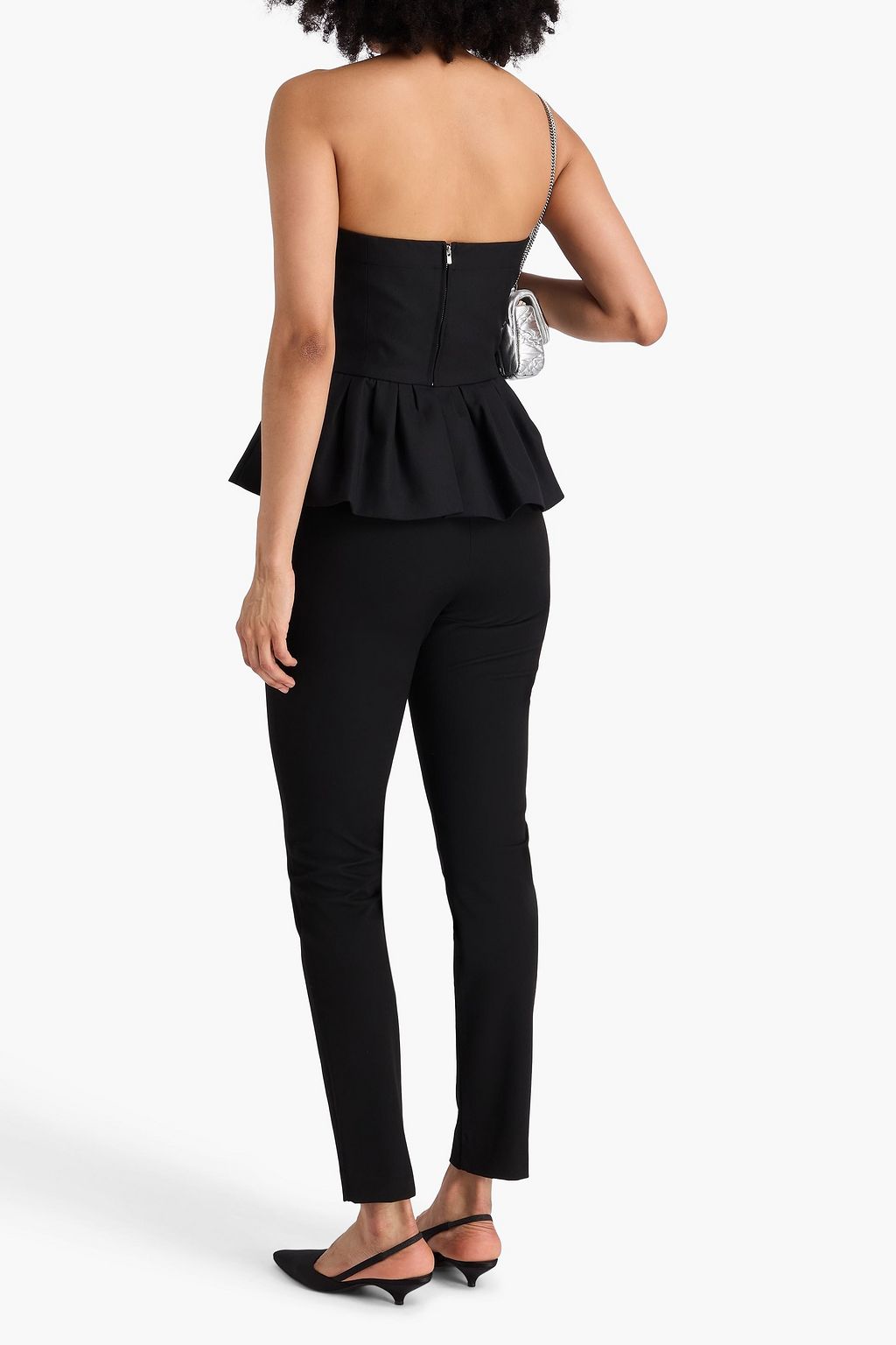 MAJE Strapless twill peplum top