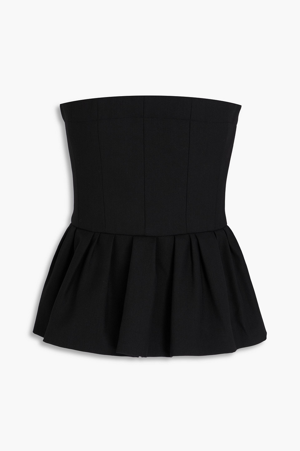 maje - strapless twill peplum top - black - 1