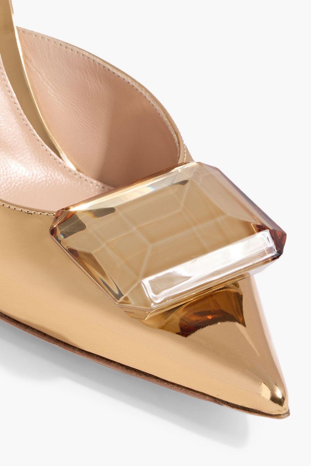 GIANVITO ROSSI Jaipur 85 crystal-embellished mirrored-leather mules