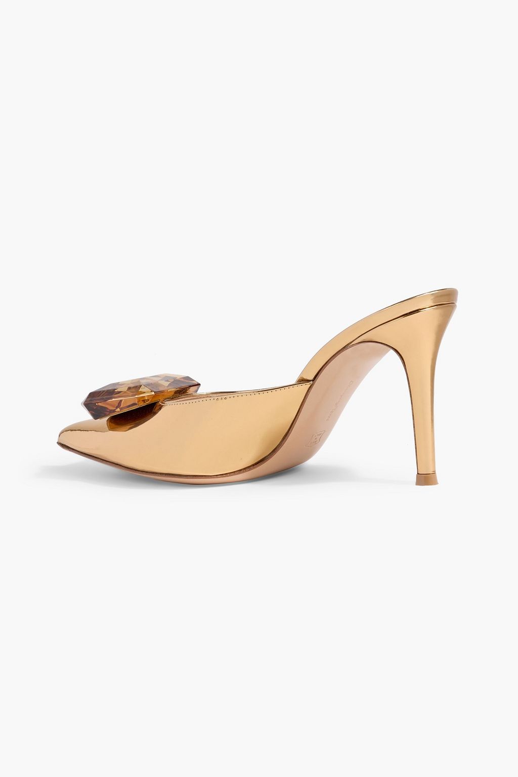 GIANVITO ROSSI Jaipur 85 crystal-embellished mirrored-leather mules