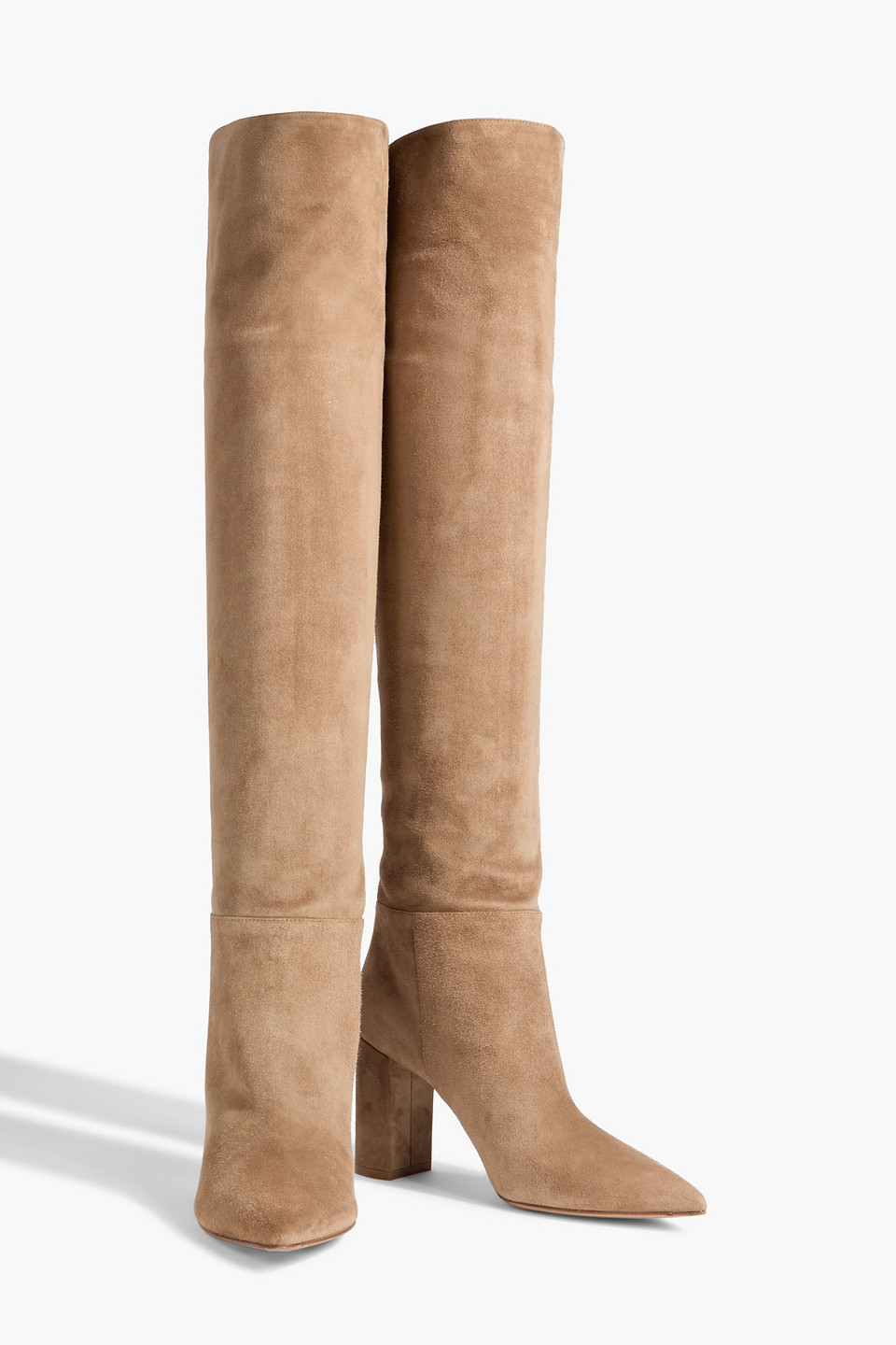 Gianvito Rossi Piper 85 Suede Over-the-knee Boots In Gold