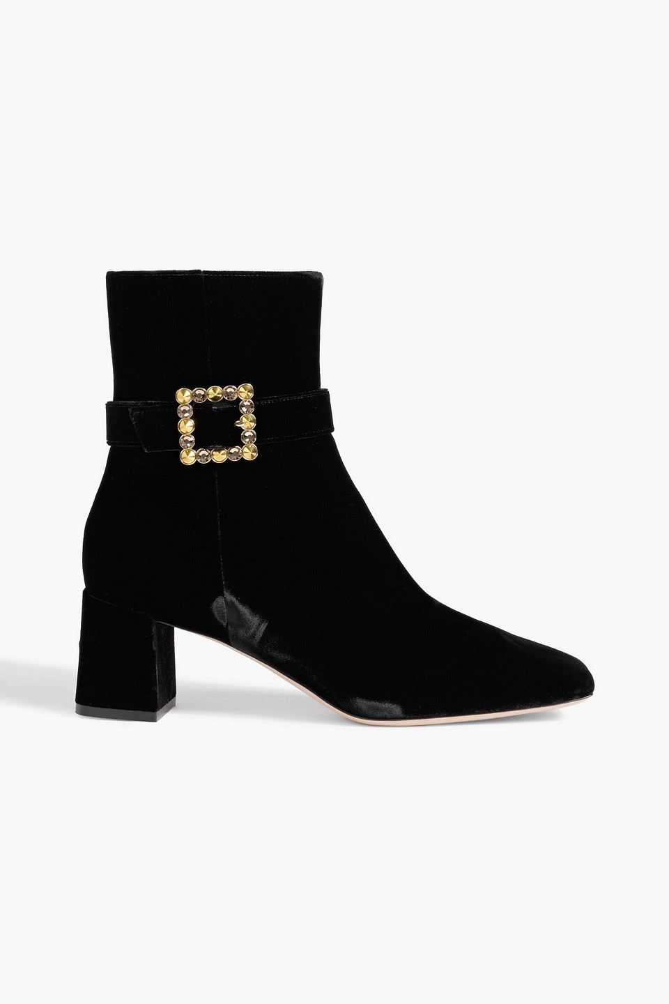 Gianvito Rossi Wondy Embellished Velvet Ankle Boots In Black