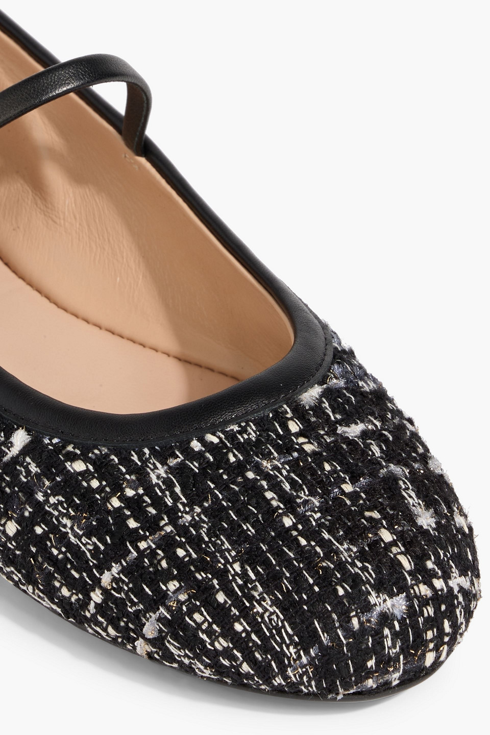 Gianvito Rossi Carla Metallic Tweed Mary Jane Flats