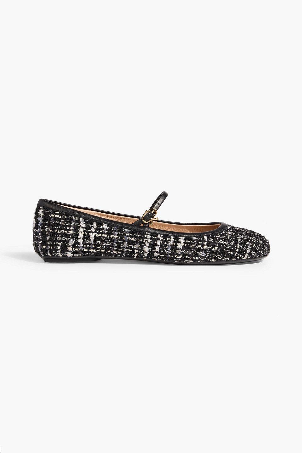 Gianvito Rossi Carla Metallic Tweed Mary Jane Flats