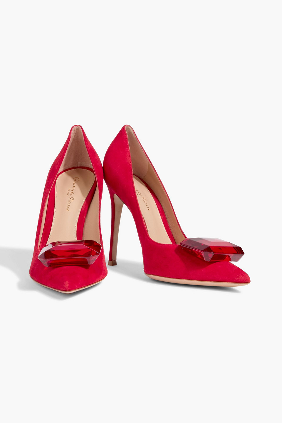 Gianvito Rossi Jaipur 105 Crystal-embellished Suede Pumps